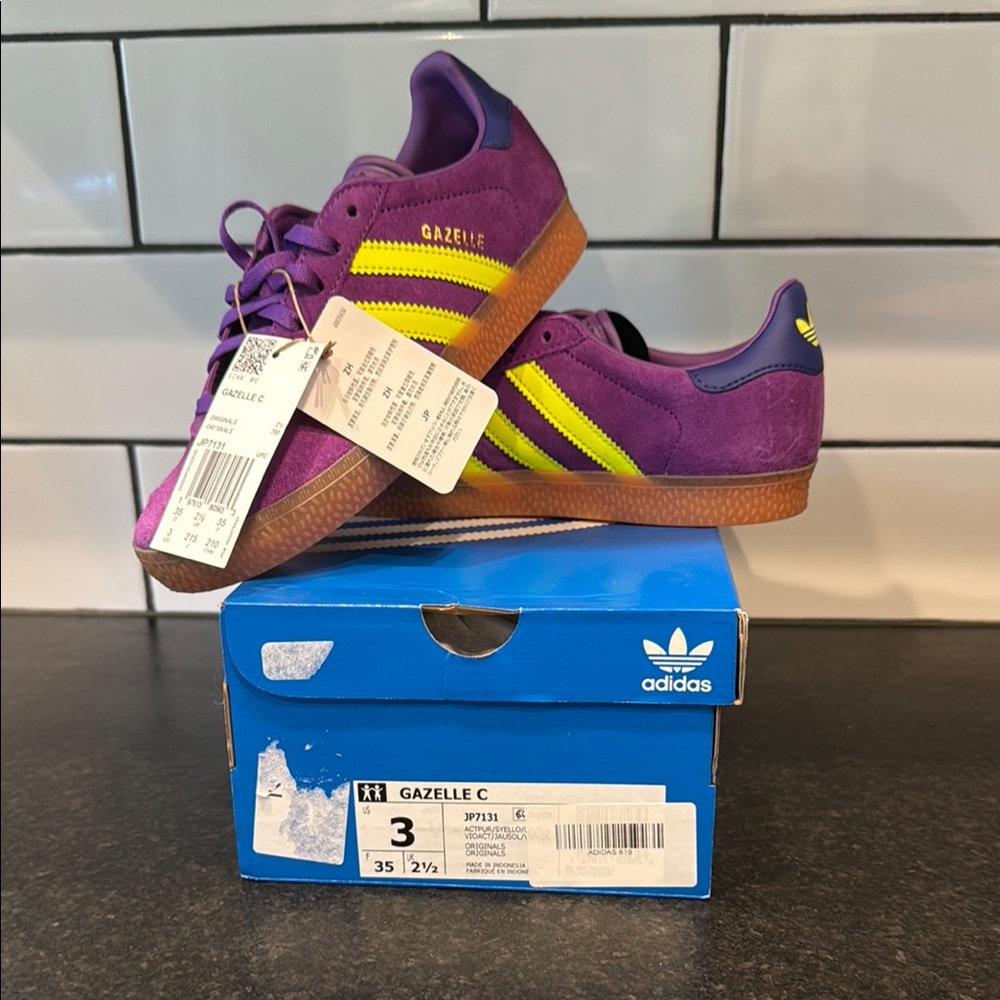 Adidas Gazelle Purple and Yellow Sneakers Low-Top Style